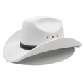 Classic white felt cowboy hat with black leather band and metal ventilation eyelets - M (56-58cm) / White