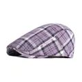 Vintage purple plaid wool flat cap for men and women featuring a classic British pattern - Adjustable / Purple
