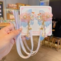 Pink floral hair clips with tassels and pearls for children Hanfu traditional hairstyle - Pink Flower Long Ribbon Clips