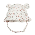 Détail d'un chapeau de soleil en coton pour bébé avec fleurs et oreilles mignons - 17*38cm / Floral Blanc