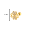 Gold four-leaf clover stud earring with white zircons and a secure screw back design - Clover Style (3# Gold)