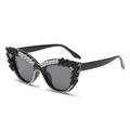 Chic black cat eye sunglasses for women with rhinestone frames and UV protection - Regular / Black Frame Black Rhinestones