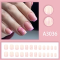 Uñas postizas cuadradas degradado rosa con corazones, set de 24 piezas estilo francés - Estilo de Corazón Francés Rosa (A3036 Tipo de Pegamento)