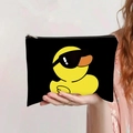 Detail van canvas make-uptas met cartoon eend met zonnebril en ritssluiting - Eend met Zonnebril (jiayingpbb0179)