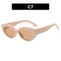Retro cat eye sunglasses in beige C7 frame with tinted amber lenses for women - Cream Light Brown
