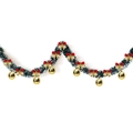 2M Green Christmas garland with white snowy tips, red bows, and golden balls - Dark Green White Edge + 6 Gold Balls + 12 Gold-Red Bows