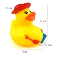 Yellow rubber duck toy with red sun hat and guitar decor, 6.5cm height dimension view - Yellow Beret Guitar Duck