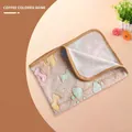 Coffee brown coral fleece pet blanket with colorful bone and paw print patterns - Beige Bone