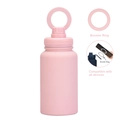 Pink matte stainless steel sports water bottle with magnetic phone holder lid ring - 650ml / Light Pink