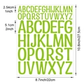 Detailansicht der grünen Vinyl-Buchstabenaufkleber in 1 und 2 Zoll mit Maßen - 22*27.5cm / Hellgrün