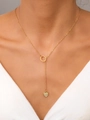 Elegant gold chain necklace featuring a heart pendant with sparkling white cubic zirconia - Gold Heart Zirconia Fine Necklace