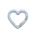 Light blue heart-shaped carabiner hook with white polka dots for DIY keychains - Grey Base