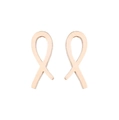 Detailed view of ribbon-shaped stud earrings in rose gold finish with polished metal texture - Rose Gold Ribbon Style (302玫瑰色)