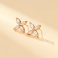 Elegant gold-plated S925 snowflake studs with marquise-cut zircon in a floral design - Gold Four-Petal Flower