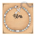 Bracciale di perle in pietra naturale da 4 mm con croce su biglietto d'auguri - Stile pendente a croce / Con Cartolina / Amazzonite Croce A-Bless Carta