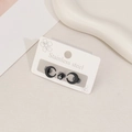 Set di 3 orecchini in acciaio inossidabile nero con lune crescenti e perno con zircone - Nero
