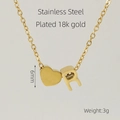 18K gold plated stainless steel heart and letter R pendant necklace for women - Letter R