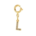 Ciondolo lettera L placcato oro 14k con zirconi micro-pave per creazione gioielli - Ciondolo Lettera L in Zirconia (senza catena)