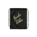 Sac à dos noir à cordon avec impression bride Vibe dorée métallisée pour mariage - Noir