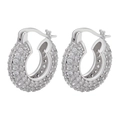 Elegant silver U-shaped earrings with micro-pave cubic zirconia and 18K gold plating - Silver