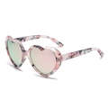 Pink floral heart sunglasses with gradient lenses for women stylish eyewear - Floral Frame Pink Mirror Polarized