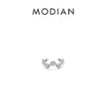 Ear cuff minimalista in argento S925 con quattro zirconi e design a onde moderne - Argento 925 / Ondulato Quattro Strass Argento (RHE675S)