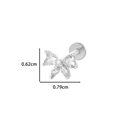 Silver butterfly labret stud earring with zircon heart wings measuring 0.79cm wide - 2# Butterfly Style - Silver