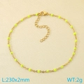 Gold stainless steel link anklet featuring vibrant fluorescent green beads for women - Gold Chain Neon Green Beads (KJ1734-Z)