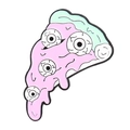 Épinglette en émail pizza rose avec design d'yeux surréalistes pour Halloween - Style Pizza Multi-Yeux (XZ6851)