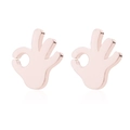 Rose gold OK gesture stud earrings in polished stainless steel for women - 081 OK Gesture / Rose Gold