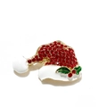 Sparkly rhinestone Christmas hat brooch with red enamel and golden metal alloy frame - Christmas Hat
