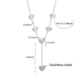 Guía de tallas para collar en Y de acero inoxidable con colgante de corazón - Color Acero