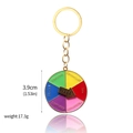 Rainbow mood spinner keychain with I FEEL pointer in golden finish metal - Mood Turntable (K00754-01)