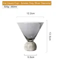 Verre à cocktail conique gris fumé 350ml avec base en diamant argenté pour whisky - Coupe à glace / Gris fumé avec strass argentés