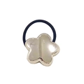 Silver flower pendant hair tie with black elastic cord for elegant ponytails - Chubby Star 5cm / Silver