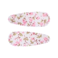 Barrettes à cheveux BB à motif floral avec fleurs roses et feuilles vertes pour filles - Barrette Fleurie en Tissu (Lot de 2) / Blanc-Bouquets de Fleurs Roses