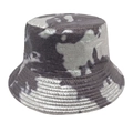 Dettaglio del cappello bucket tie-dye argento con fibre metalliche e cuciture parallele - M (56-58cm) / Tie-Dye Grigio Argento (2#)
