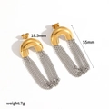 Minimalist long chain tassel earrings in 18k gold and silver steel for women - Mixed Gold and Silver (TE60330-M)