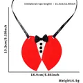 Red felt Halloween pet bowtie collar with black silk bow and decorative buttons - One Size / Red Suit Style