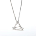 Hip-hop style stainless steel necklace featuring interlocking geometric triangles on a silver chain - Silver Triangle Square