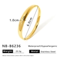 Detail van 1,0 cm gouden roestvrijstalen armband met vermelding van maat en eigenschappen - Klassieke Minimalistische Brede Stijl (NB-B6236)