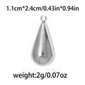 Silberner Edelstahl-Wassertropfen-Anhänger 1,1 cm x 2,4 cm mit spiegelnder Oberfläche - Mittlerer Wassertropfen (1.1*2.4cm) / Silber