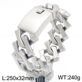 Silver brushed titanium steel Cuban chain bracelet with bone shaped links 250x32mm - 25cm*32mm / Steel Color Sand Surface (KB187452-KJX)