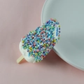 Künstliches Eis am Stiel Magnet mit hellblauem Guss und bunten Zuckerstreuseln - Ohne Magnet / Blau
