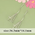 Silver hollow flower branch pendant accessory for DIY jewelry making 36.3mm by 14.1mm - 3D Petal Pendant / Silver