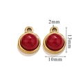 Red stone round pendant with gold stainless steel border and 13x10mm size dimensions - Small (13mm x 10mm) / Red Agate