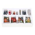 11-teiliges leuchtendes Weihnachtsdorf-Set mit LED-Häusern und schneebedeckten Harzbäumen - 1157 Weihnachtsdorf Neues 10-teiliges Set