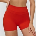 Short de yoga taille haute rouge vif avec coupe compressive élastique pour le sport - Rouge