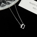 Minimalist S925 silver rectangle necklace pendant with cubic zirconia on black velvet background - 925 Silver / Silver (Initial O)