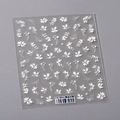 3D adhesive nail stickers featuring white floral patterns and ink flower designs - Pure White Plain Flower Shadow (TS-3842)